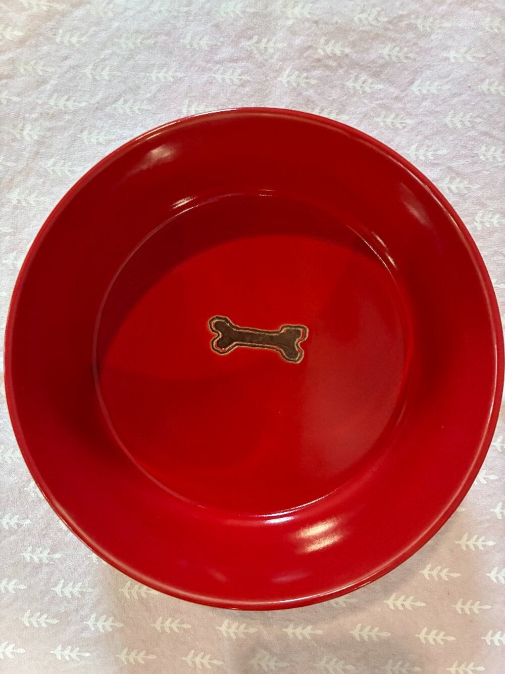 Red ceramic dog bowl by Ore Pet. NWT